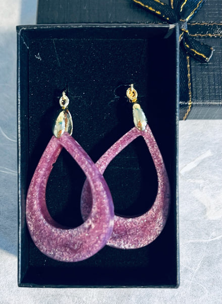 Mauve Teardrop Loop Earrings