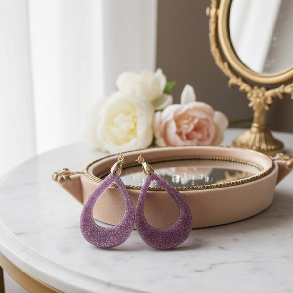Mauve Teardrop Loop Earrings