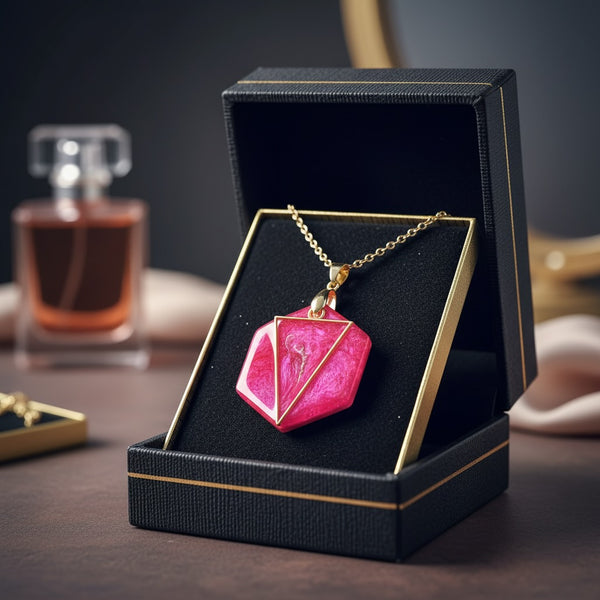 Pink & Green Aurora Pendant Hexagonal Pink