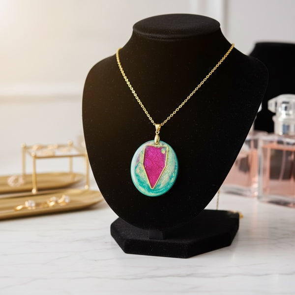 Pink & Green Aurora Pendant Oval
