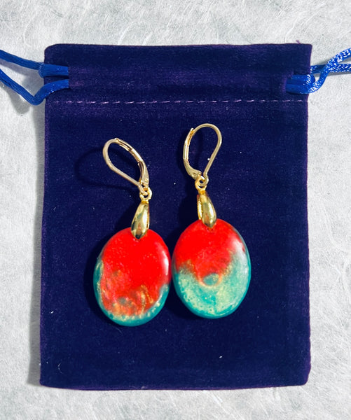 Red and Green Round Earrings