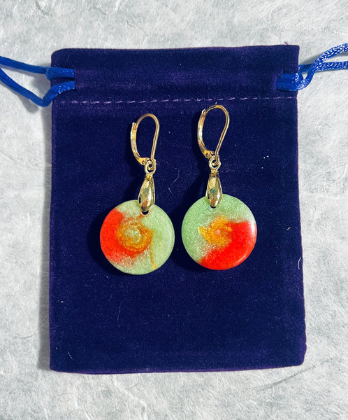 Red and Green Round Earrings