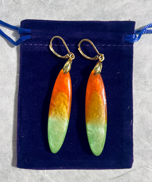 Red and Green Teardrop Earrings