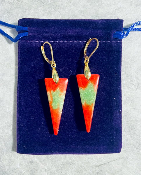 Red and Green Triangle Earrings