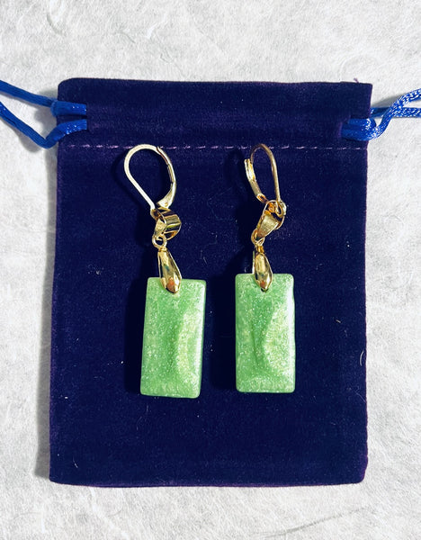 Red and Green Rectangular Earrings