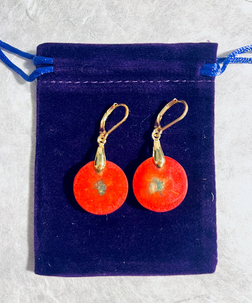 Red and Green Round Earrings