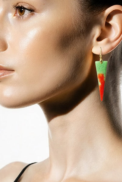Red and Green Triangle Earrings
