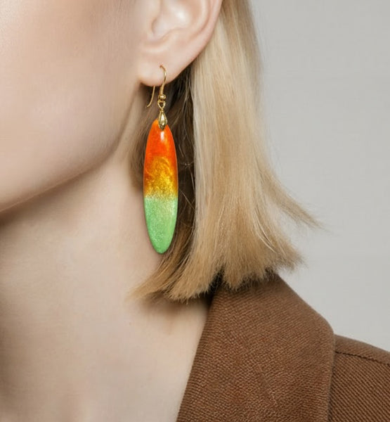 Red and Green Teardrop Earrings