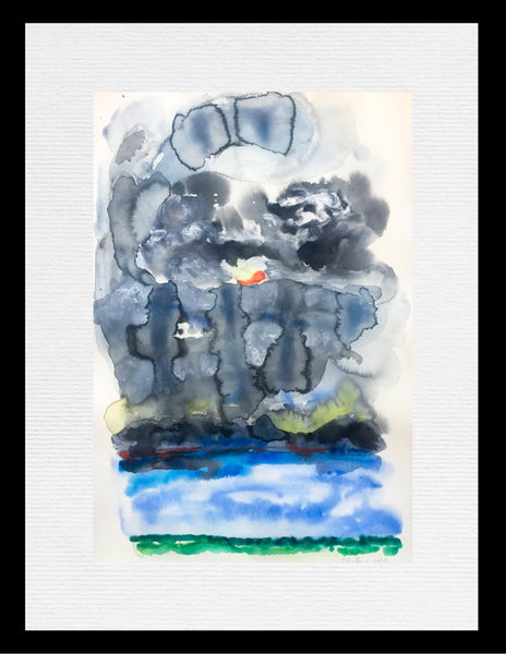 Best Watercolour Painting of Clouds Over The Sea By Stephanie Fuller Contemporary British Artist
