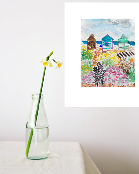 Painting of Beach Huts, Kingsdown, Kent by Stephanie Fuller Art Studio