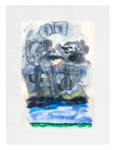 Best Watercolour Painting of Clouds Over The Sea By Stephanie Fuller Contemporary British Artist