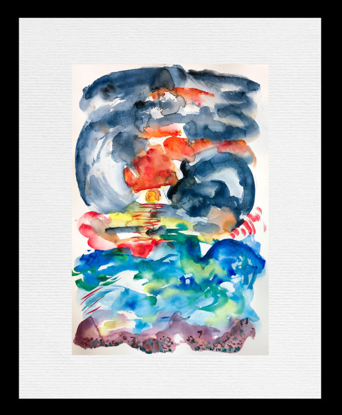 Sun Rising in a Red and Indigo Sky Painting by Artist Stephanie Fuller