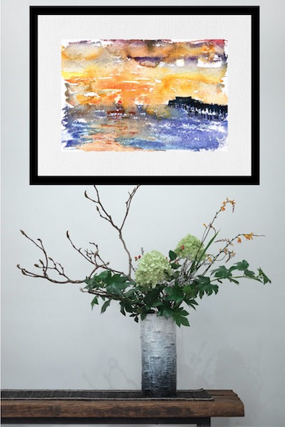 Red Sunrise Deal Pier Kent Paintings by Stephanie Fuller Artist