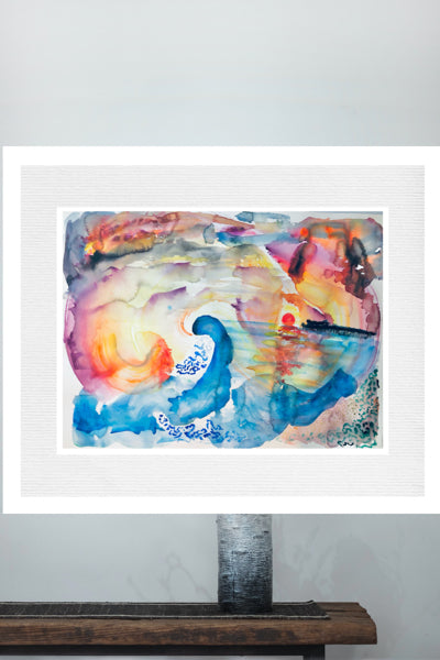 Best Red Sunrise Painting Over The Sea by Stephanie Fuller Artist