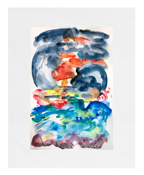 Sun Rising in a Red and Indigo Sky Painting by Artist Stephanie Fuller