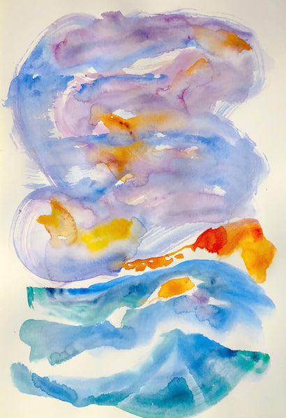 Best Colourful Sunrise Painting in Contemporary Watercolours by Stephanie Fuller Artist
