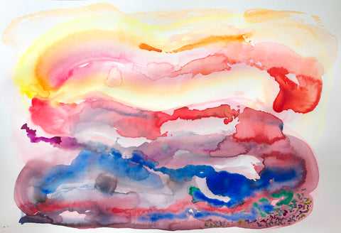Best Colourful Sunrise Painting in Contemporary Watercolours by Stephanie Fuller Artist