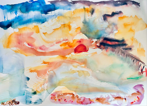 Deal Pier Painting With Red Sunrise Over The Sea by Stephanie Fuller Kent Artist