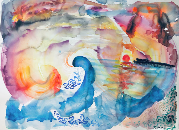Best Red Sunrise Painting Over The Sea by Stephanie Fuller Artist