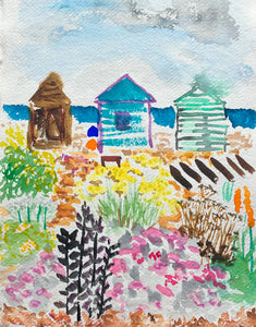 Painting of Beach Huts, Kingsdown, Kent by Stephanie Fuller Art Studio