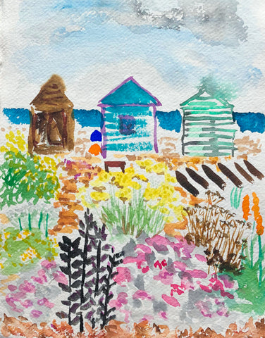 Painting of Beach Huts, Kingsdown, Kent by Stephanie Fuller Art Studio