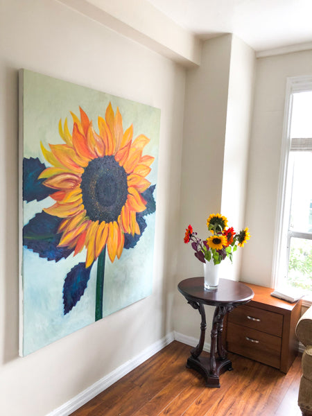 Best Sunflower Oil Painting by Stephanie Fuller In Her Hollywood Studio