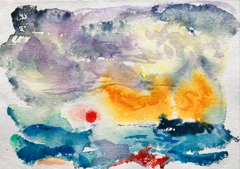 Red Sun Deal Pier Painting by Stephanie Fuller Artist