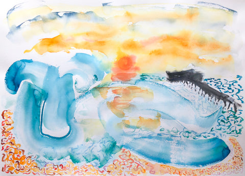 Orange Sun Deal Pier Painting by Stephanie Fuller Artist