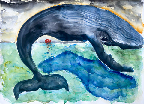 Whale Sunrise Painting by Stephanie Fuller