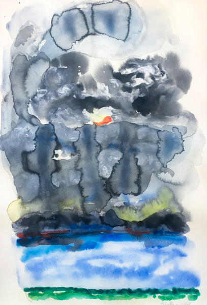 Best Watercolour Painting of Clouds Over The Sea By Stephanie Fuller Contemporary British Artist