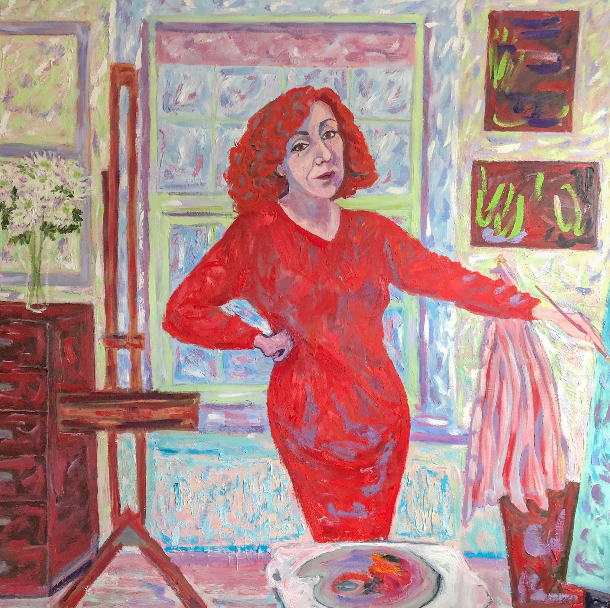 Artist in a Red Dress